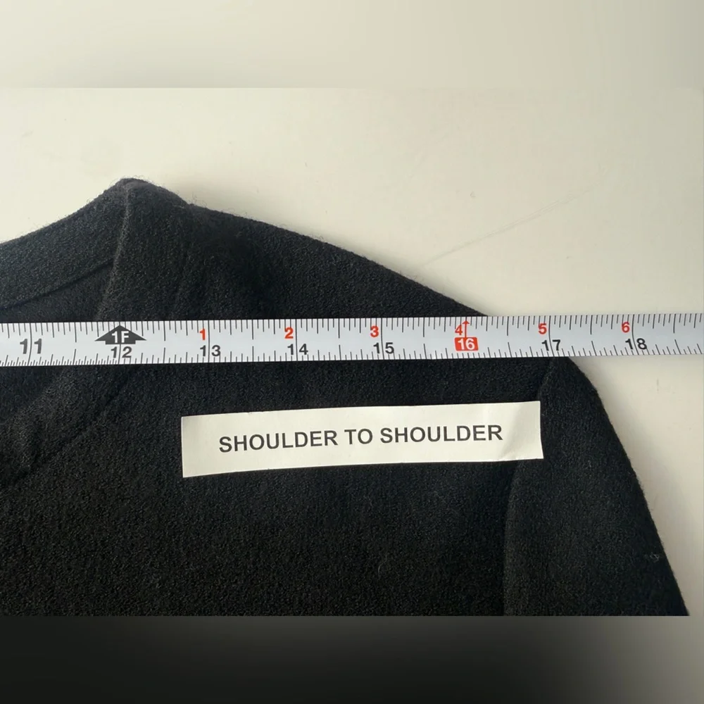 Eileen Fisher Women's Black 100% Wool Button Up Cardigan‎ Side Slit Small Career